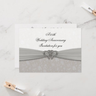 Damask 25th Wedding Anniversary Invitation
