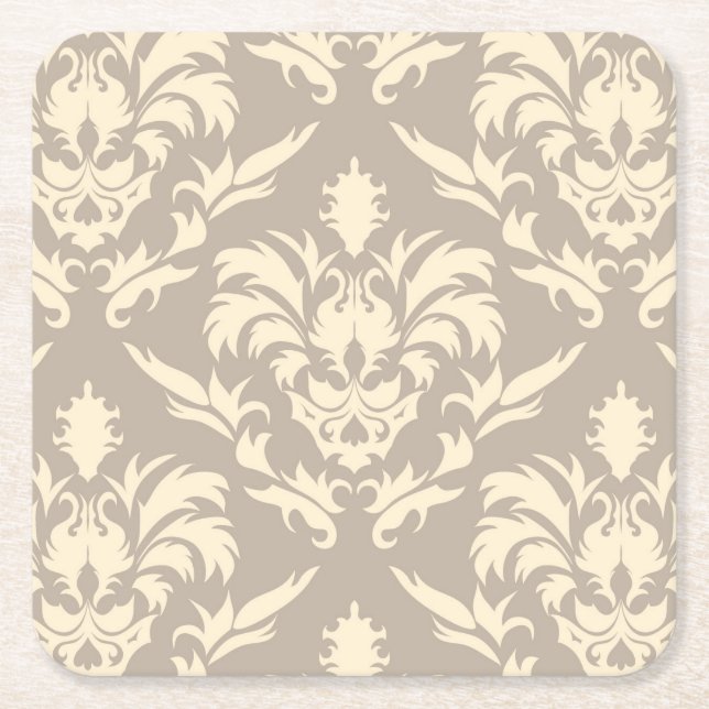 Damask 2 square paper coaster (Front)
