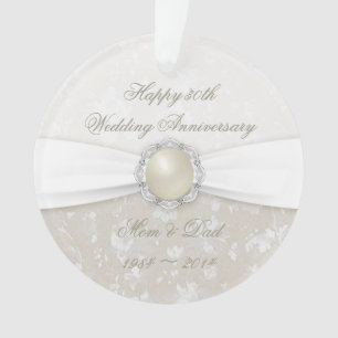 Damask 30th Wedding Anniversary Acrylic Ornament