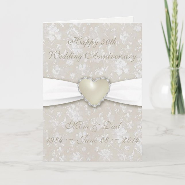 Damask 30th Wedding Anniversary Greeting Card (Front)