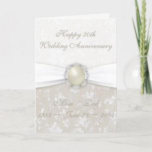 Damask 30th Wedding Anniversary Greeting Card