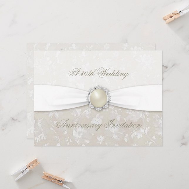 Damask 30th Wedding Anniversary Invitation (Front/Back In Situ)