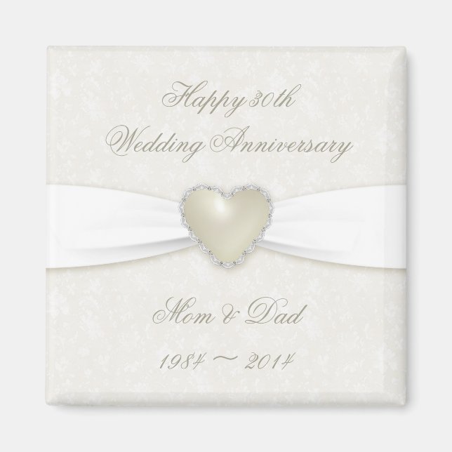 Damask 30th Wedding Anniversary Magnet (Front)