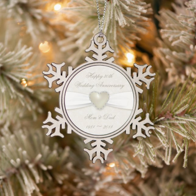 Damask 30th Wedding Anniversary Pewter Ornament (Tree)