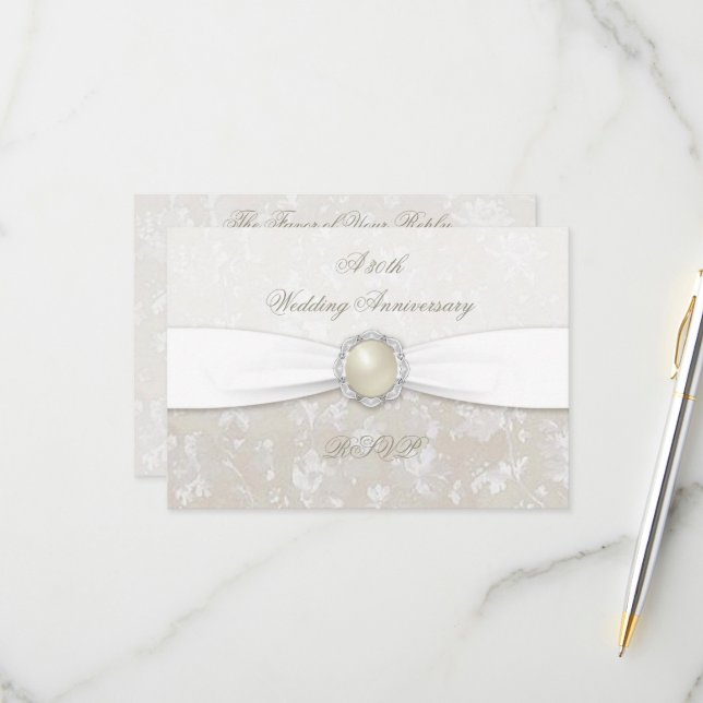 Damask 30th Wedding Anniversary RSVP (Front/Back In Situ)
