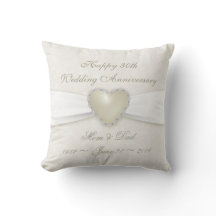 Damask 30th Wedding Anniversary Throw Pillow