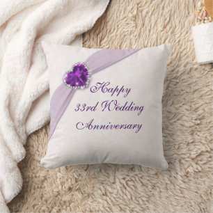 Damask 33rd Wedding Anniversary Throw Pillow