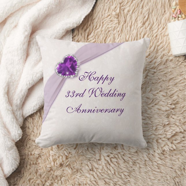 Damask 33rd Wedding Anniversary Throw Pillow (Blanket)