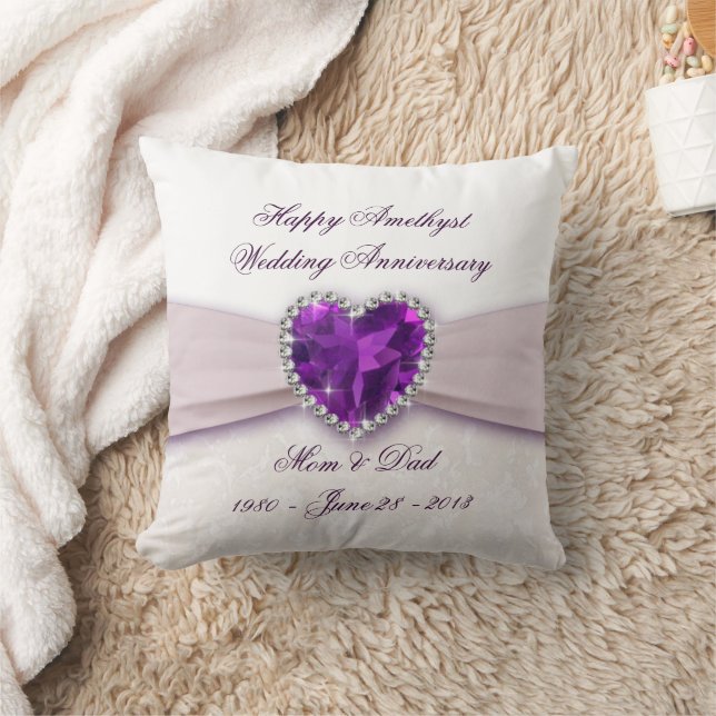 Damask 33rd Wedding Anniversary Throw Pillow (Blanket)
