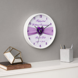 Damask 33rd Wedding Anniversary Wall Clock