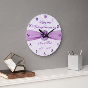 Damask 33rd Wedding Anniversary Wall Clock