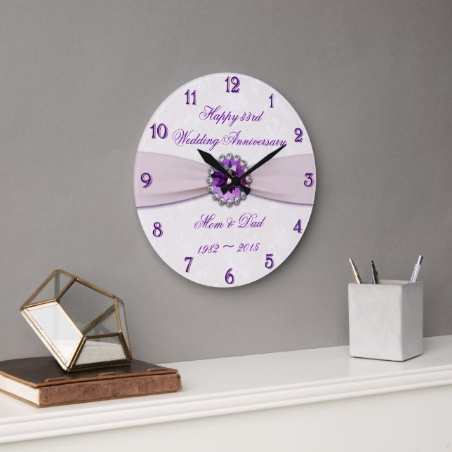 Damask 33rd Wedding Anniversary Wall Clock (Office)