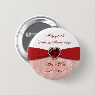 Damask 40th Wedding Anniversary Design 6 Cm Round Badge