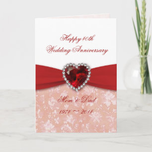 Damask 40th Wedding Anniversary Design Card