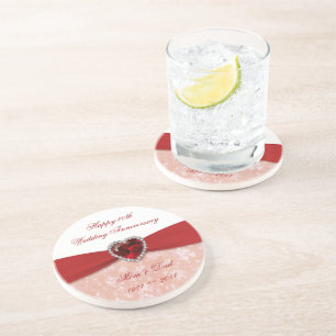 Damask 40th Wedding Anniversary Design Coaster