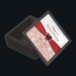 Damask 40th Wedding Anniversary Design Jewellery Box<br><div class="desc">A Digitalbcon Images Design featuring a ruby red and white colour and damask design theme with a variety of custom images, shapes, patterns, styles and fonts in this one-of-a-kind "Damask 40th Wedding Anniversary Design". With this attractive and elegant design you'll have all your decorations, gift ideas and party favours all...</div>