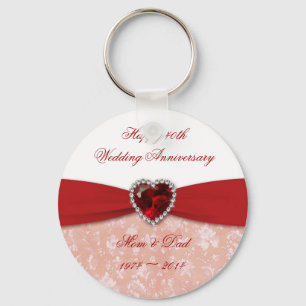 Damask 40th Wedding Anniversary Design Key Ring