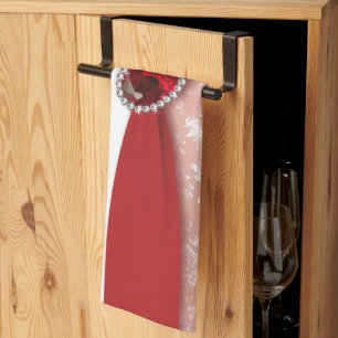 Damask 40th Wedding Anniversary Design Tea Towel