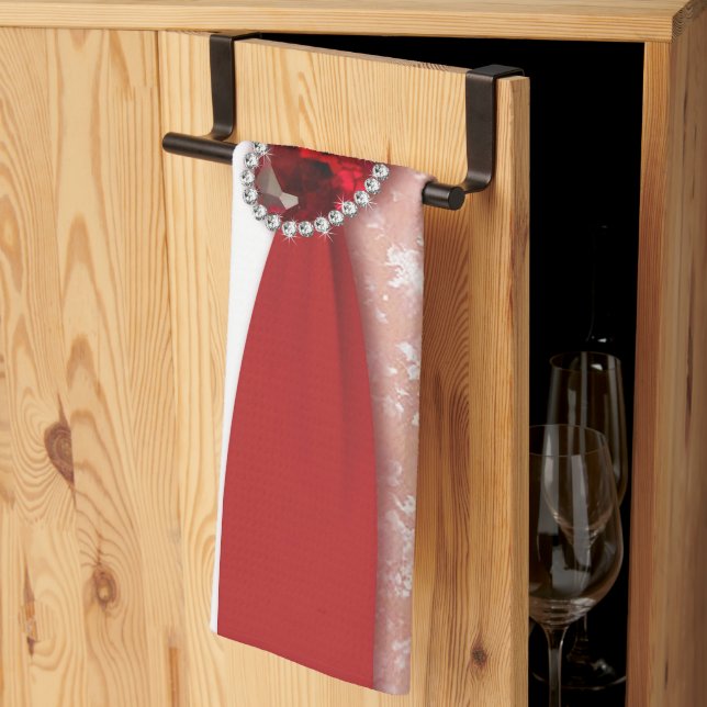 Damask 40th Wedding Anniversary Design Tea Towel (Thirds Fold)