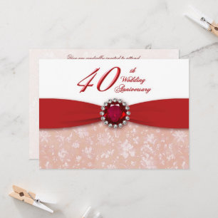 Damask 40th Wedding Anniversary Invitation