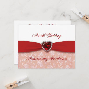 Damask 40th Wedding Anniversary Invitation