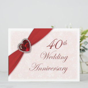 Damask 40th Wedding Anniversary Invitation