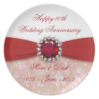 Damask 40th Wedding Anniversary Plate