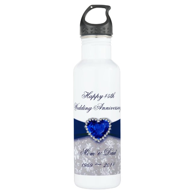 Damask 45th Wedding Anniversary 710 Ml Water Bottle (Front)