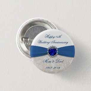 Damask 45th Wedding Anniversary Button