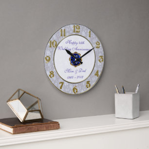 Damask 45th Wedding Anniversary Clock