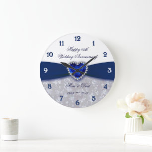 Damask 45th Wedding Anniversary Clock