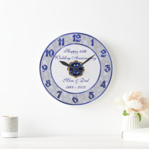 Damask 45th Wedding Anniversary Clock