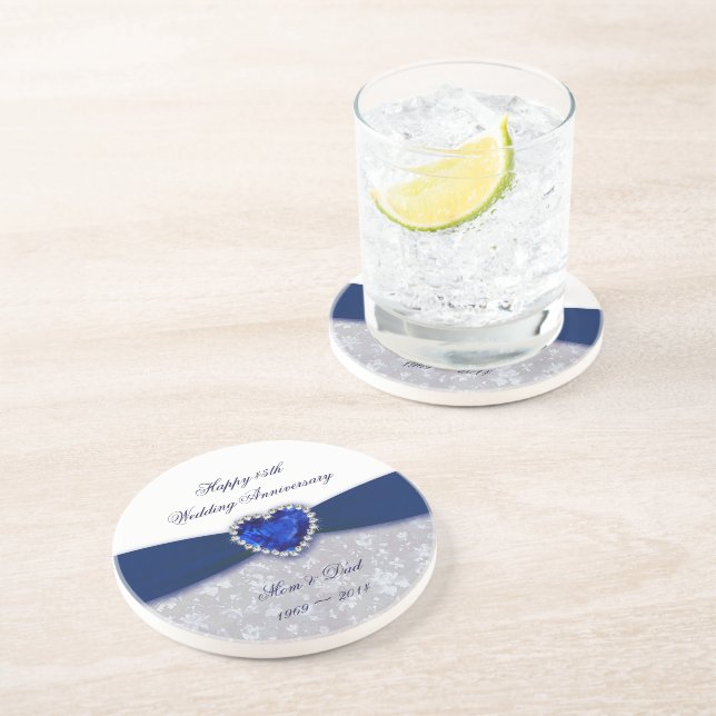 Damask 45th Wedding Anniversary Coaster (Side)