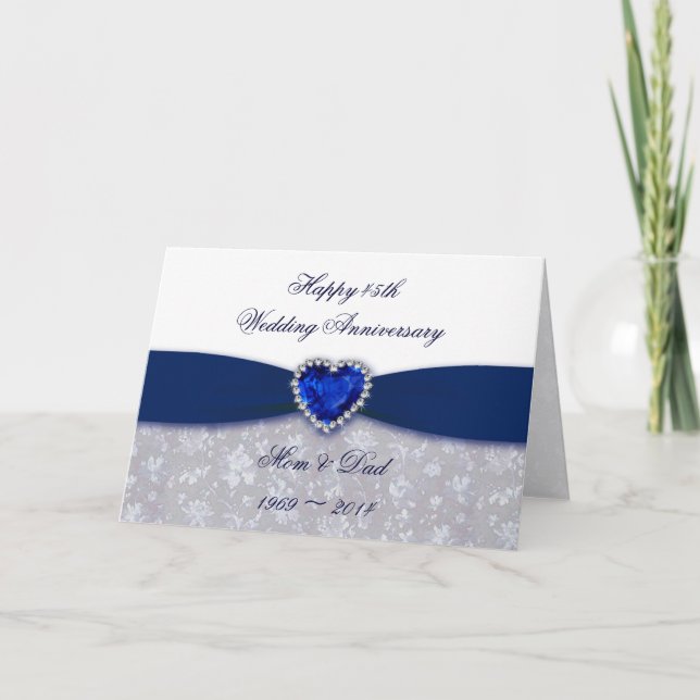 Damask 45th Wedding Anniversary Greeting Card (Front)