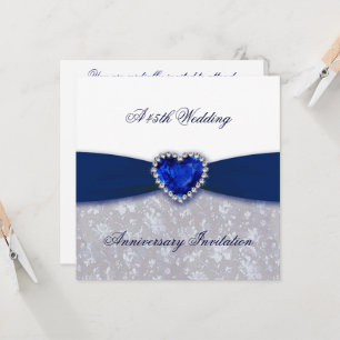 Damask 45th Wedding Anniversary Invitation