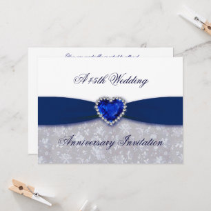 Damask 45th Wedding Anniversary Invitation