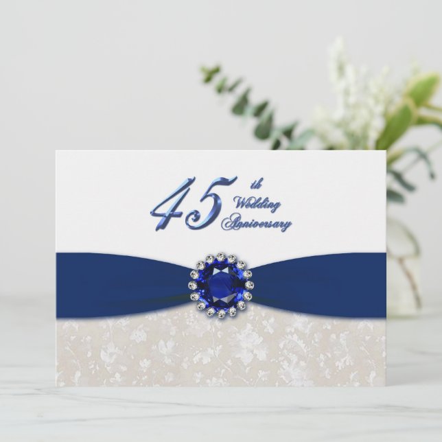 Damask 45th Wedding Anniversary Invitation (Standing Front)