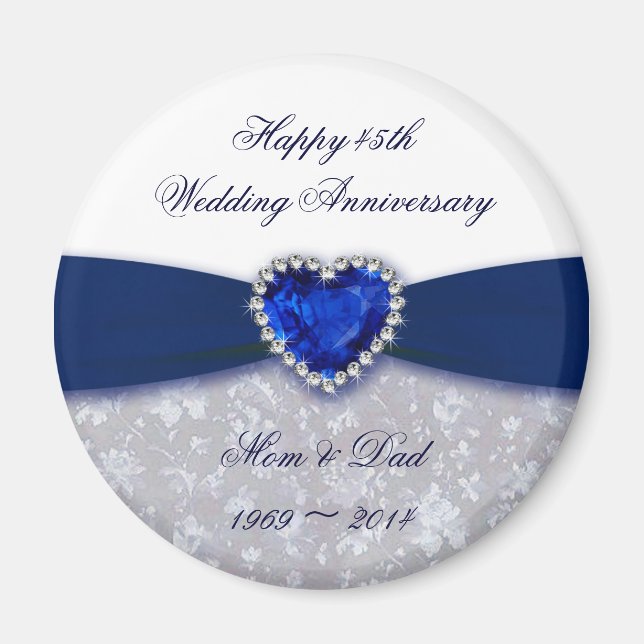 Damask 45th Wedding Anniversary Magnet (Front)