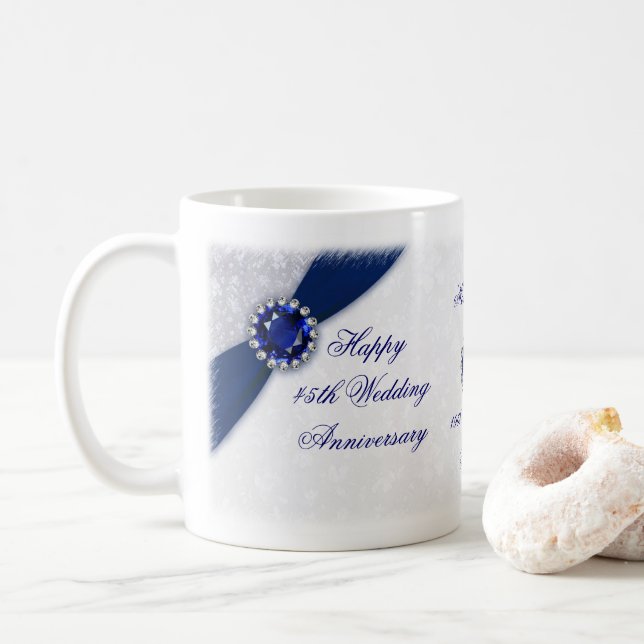 Damask 45th Wedding Anniversary Mug (With Donut)