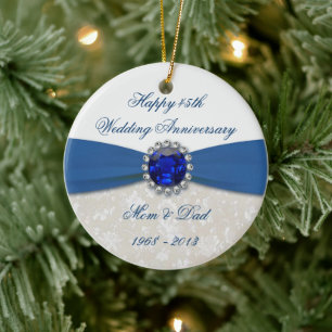 Damask 45th Wedding Anniversary Ornament