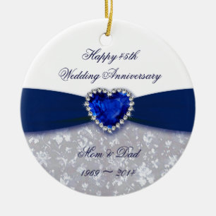 Damask 45th Wedding Anniversary Ornament