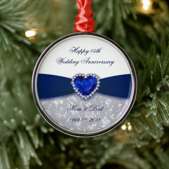 Damask 45th Wedding Anniversary Ornament (Tree)