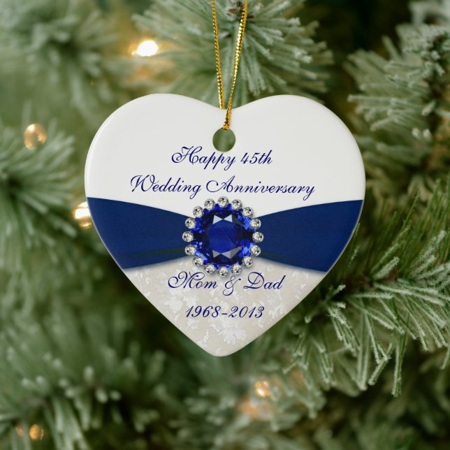 Damask 45th Wedding Anniversary Ornament (Tree)