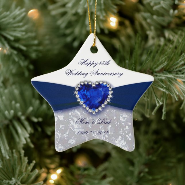 Damask 45th Wedding Anniversary Ornament (Tree)