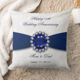 Damask 45th Wedding Anniversary Throw Pillow