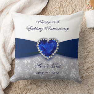 Damask 45th Wedding Anniversary Throw Pillow