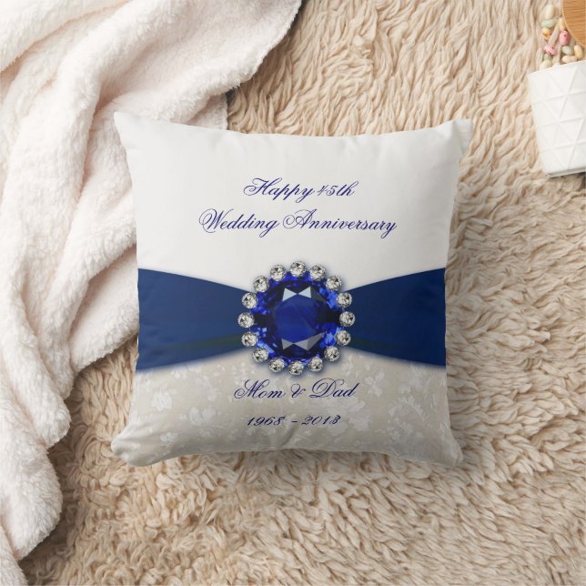 Damask 45th Wedding Anniversary Throw Pillow (Blanket)