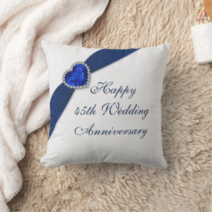 Damask 45th Wedding Anniversary Throw Pillow