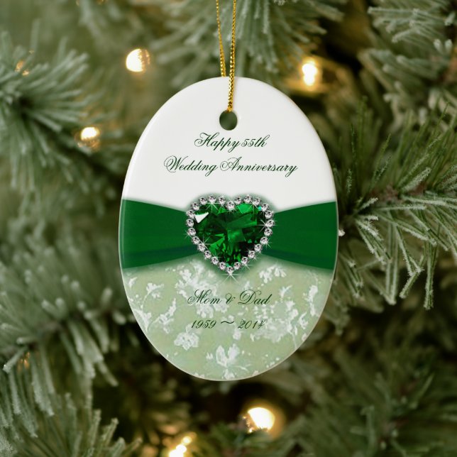 Damask 55th Wedding Anniversary Ceramic Tree Decoration (Tree)