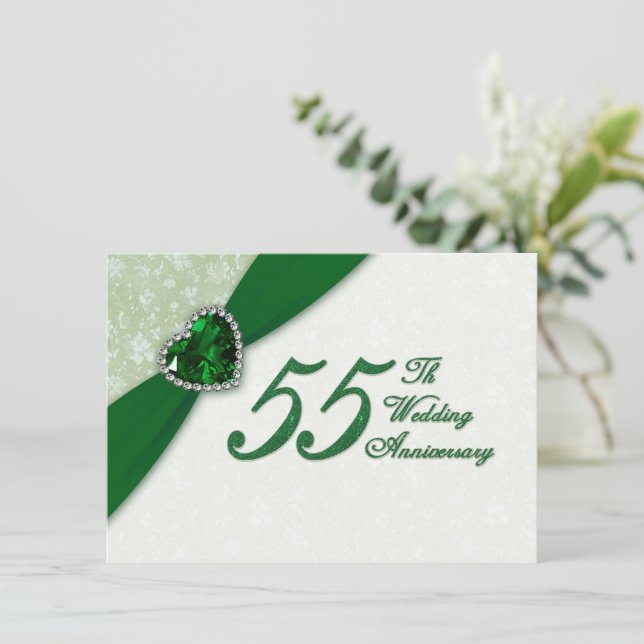 Damask 55th Wedding Anniversary Invitation (Standing Front)